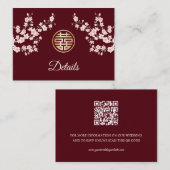 QR-code | Chinese bruiloft Dusty Pink Details Informatiekaartje (Voorkant / Achterkant)