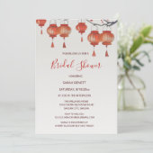 QR Code | Chinese Lanterns Bridal Shower Kaart (Staand voorkant)