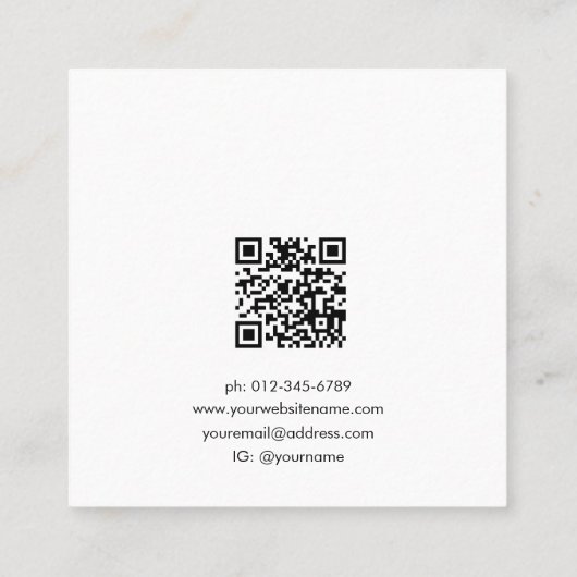 QR Code Chique Zwart Wit Sieraden Oorbel Display Vierkante Visitekaartje (Achterkant)