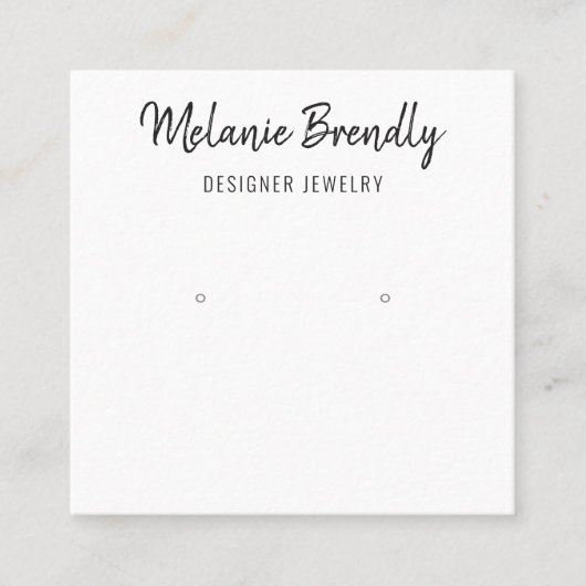 QR Code Chique Zwart Wit Sieraden Oorbel Display Vierkante Visitekaartje (Voorkant)