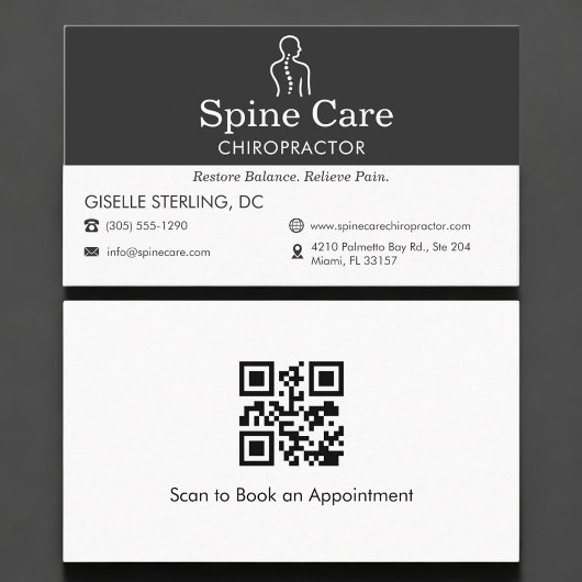 QR Code Chiropractor Office Spine Logo Visitekaartje