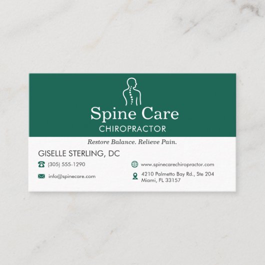 QR Code Chiropractor Spine Care Office Icon Visitekaartje (Voorkant)