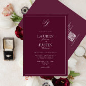 QR Code Classic Bourgogne Script Monogram bruiloft Kaart