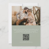 QR Code Classic Creet Sage Groene Foto Huwelijk Kaart (Achterkant)