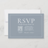QR Code Classic Elegant Dusty Blue Script RSVP Kaartje (Voorkant)