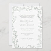 QR Code Classic Formal Elegant Sage Green Wedding Kaart (Voorkant)