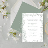 QR Code Classic Formal Elegant Sage Green Wedding Kaart