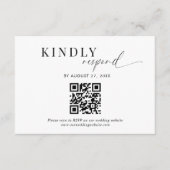 QR Code Classy Zwart Wit Script Bruiloft Informatiekaartje (Voorkant)
