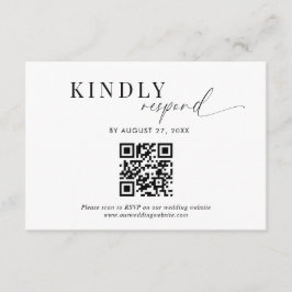 QR Code Classy Zwart Wit Script Bruiloft Informatiekaartje
