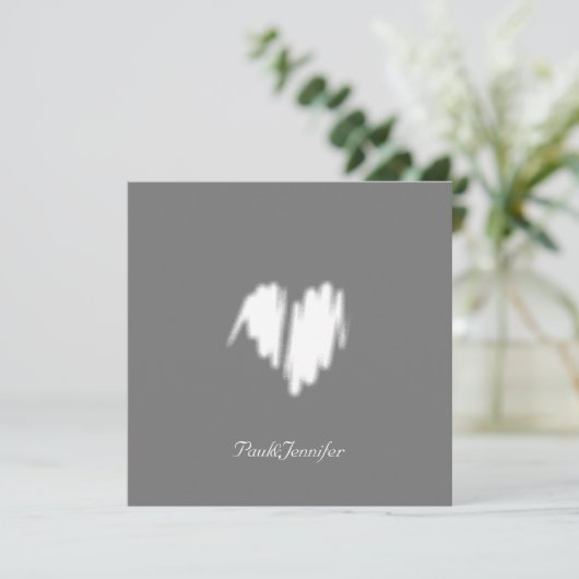 Qr Code Clean Monochrome Classic Graffiti Heart Bedankkaart (Staand voorkant)