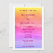 QR Code Cloud Nine Meisjes Verjaardagsfeest 1e roz Kaart (Voorkant)