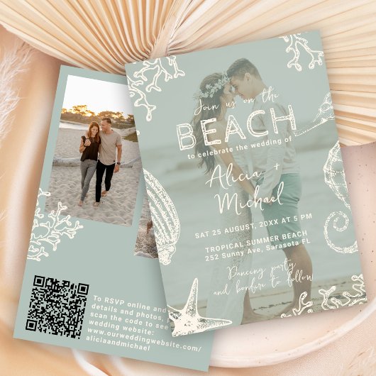 QR code coastal beach destination wedding Kaart