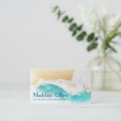 QR Code Coastal Ocean Beach Moderne Waterverf Visitekaartje (Staand voorkant)