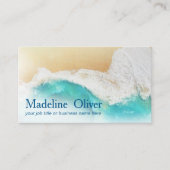 QR Code Coastal Ocean Beach Moderne Waterverf Visitekaartje (Voorkant)