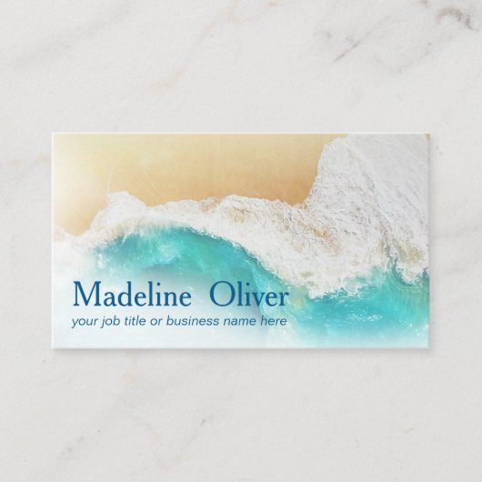 QR Code Coastal Ocean Beach Moderne Waterverf Visitekaartje (Voorkant)