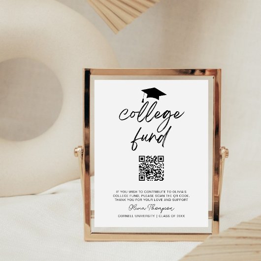 QR Code Collage Fund Graduation Party Sign