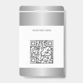 QR code company logo employee photo silver ID Badge (Back)