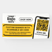 QR Code Company Logo Geel Indoor Outdoor Vinyl Spandoek (Horizontaal)