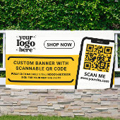 QR Code Company Logo Geel Indoor Outdoor Vinyl Spandoek