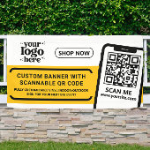 QR Code Company Logo Geel Indoor Outdoor Vinyl Spandoek