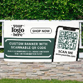 QR Code Company Logo Green Indoor Outdoor Vinyl Spandoek