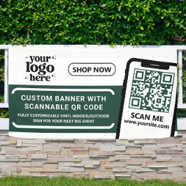 QR Code Company Logo Green Indoor Outdoor Vinyl Spandoek