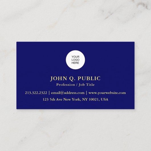 QR Code Company Logo Hier Sjabloon Navy Blue Visitekaartje (Achterkant)
