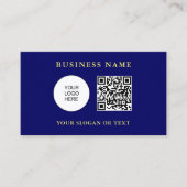 QR Code Company Logo Hier Sjabloon Navy Blue Visitekaartje (Voorkant)