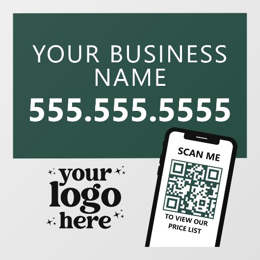QR Code Company Logo Modern Minimalistisch Donkerg Raamsticker (Vel)
