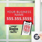 QR Code Company Logo Modern Minimalistisch Rood Vi Raamsticker (Huis)