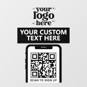 QR Code Company Logo Modern Minimalistisch Schoon  Raamsticker (Vel)