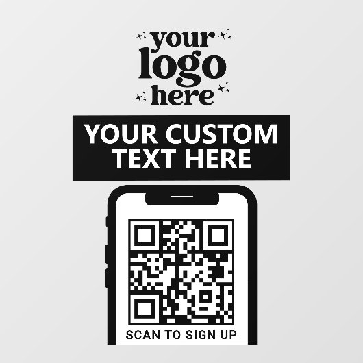 QR Code Company Logo Modern Minimalistisch Schoon  Raamsticker (Vel)