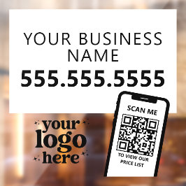 QR Code Company Logo Modern Minimalistisch Zwart W Raamsticker