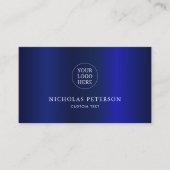 QR Code Company Logo Navy Blue Gradient Modern Visitekaartje (Voorkant)
