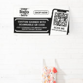 QR Code Company Logo Zwart Indoor Outdoor Vinyl Spandoek (Insitu)