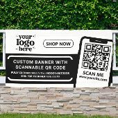 QR Code Company Logo Zwart Indoor Outdoor Vinyl Spandoek