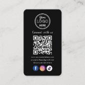 QR Code Connect Met Ons Trendy Social Media Zwart Informatiekaartje (Voorkant)