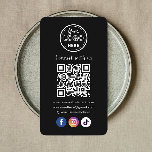 QR Code Connect Met Ons Trendy Social Media Zwart Informatiekaartje