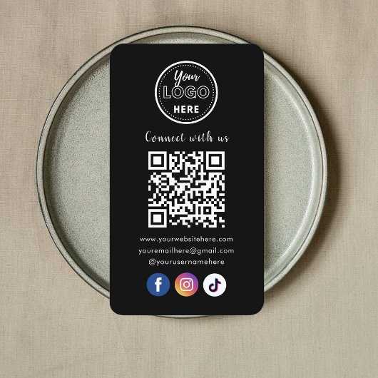 QR Code Connect Met Ons Trendy Social Media Zwart Visitekaartje