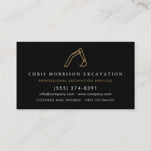 QR Code Construction Excavator Heavy Equipment Visitekaartje (Voorkant)