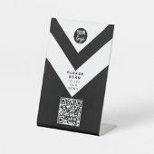 QR Code Contactloos Modern Cafe Menu Logo Zwart Reclamebord Met Voetstuk (Voorkant)
