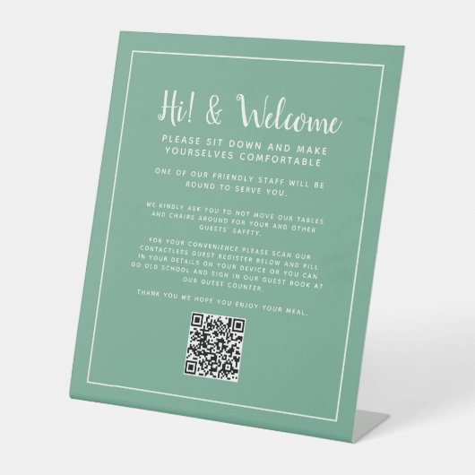 QR-code contactloos register Reclamebord Met Voetstuk (Voorkant)