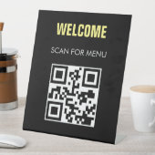 QR Code Contactloos Scannbaar Menu Zwart Wit Reclamebord Met Voetstuk (Insitu)