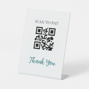 QR-code Contactloze scanbare betaal zwart wit Reclamebord Met Voetstuk