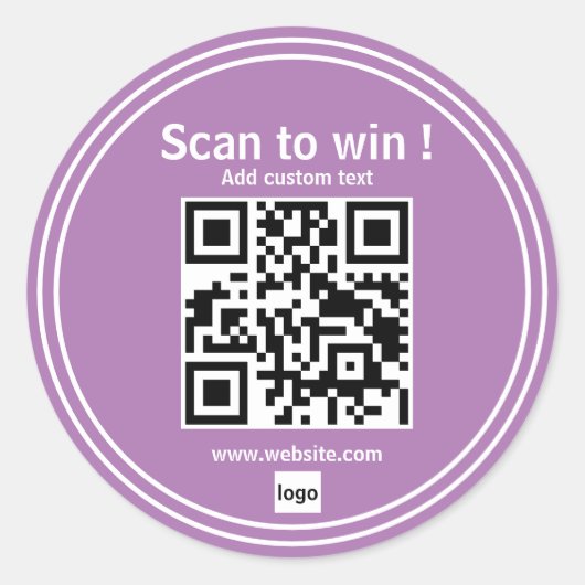 qr code contest url simpel win business sticker (Voorkant)