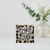 QR Code Cool Modern Creative Black Eco Kraft Vierkante Visitekaartje (Staand voorkant)