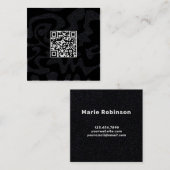 QR Code Cool Zwart-wit Retro Groovy Vierkante Visitekaartje (Voorkant / Achterkant)