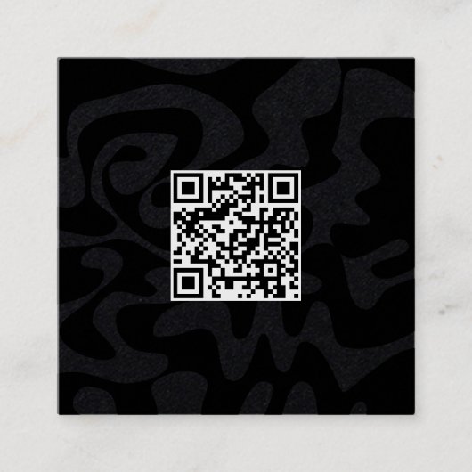 QR Code Cool Zwart-wit Retro Groovy Vierkante Visitekaartje (Voorkant)