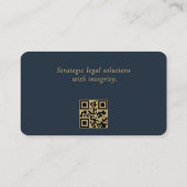 QR Code Corporate Counsel Navy Blue Gold  Visitekaartje (Achterkant)