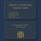 QR Code Corporate Counsel Navy Blue Gold  Visitekaartje